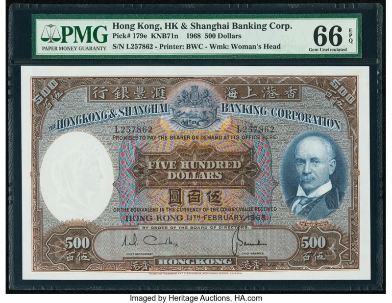 Hong Kong Hongkong & Shanghai Banking Corporation 500 Dollars 11.2.1968 Pick 179...