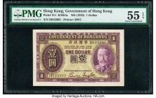 Hong Kong Government of Hong Kong 1 Dollar ND (1935) Pick 311 KNB1a PMG About Uncirculated 55 EPQ. A remarkable portrait of King George V is featured ...