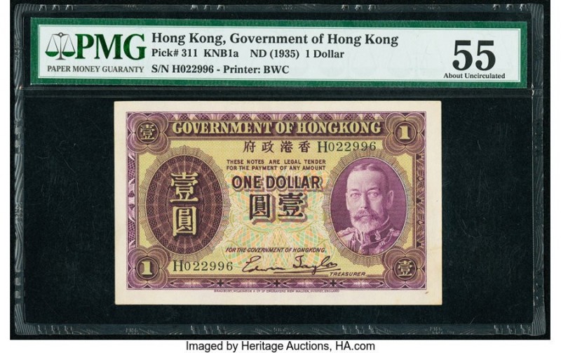 Hong Kong Government of Hong Kong 1 Dollar ND (1935) Pick 311 KNB1a PMG About Un...