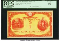 Hong Kong Government of Hong Kong 1 Dollar on 1000 Yen ND (1945) Pick 318 PCGS About New 50. As the Allies began wrestling control of their colonies a...