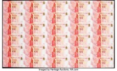 Hong Kong Bank of China (HK) Ltd. 100 Dollars 24.9.2017 Pick 347 KNB5 Commemorative Sheet Choice Uncirculated. An uncut sheet with thirty banknotes, t...