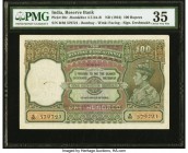 India Reserve Bank of India, Bombay 100 Rupees ND (1944) Pick 20c Jhunjhunwalla-Razack 4.7.3A-B Facing Watermark PMG Choice Very Fine 35. This note is...