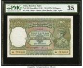 India Reserve Bank of India, Lahore 100 Rupees ND (1937) Pick 20l Jhunjhunwalla-Razack 4.7.1E PMG Choice Very Fine 35. An always desired issue from pr...