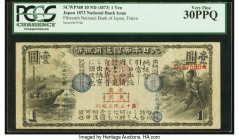 Japan Greater Japan Imperial National Bank, Tokyo 1 Yen ND (1873) Pick 10 PCGS Very Fine 30PPQ. A simply beautiful 19th century type, these notes were...