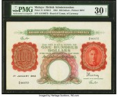 Malaya Board of Commissioners of Currency 100 Dollars 1.1.1942 (ND 1945) Pick 15 KNB15a PMG Very Fine 30 Net. An always popular high denomination, thi...