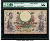 Netherlands Indies De Javasche Bank 100 Gulden 32.6.1968 (ND 1930s) Pick 82s2 Specimen PMG Gem Uncirculated 66 EPQ. A popular, desirable, and rare hig...
