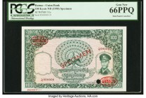 Burma Union Bank 100 Kyats ND (1958) Pick 51s Specimen PCGS Gem New 66PPQ. Outstanding original quality is seen on this larger sized note. This handso...