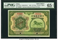 China National Industrial Bank of China 10 Yuan 1924 Pick 527s S/M#C291-3 Specimen PMG Gem Uncirculated 65 EPQ. An iconic design, widely sought after,...
