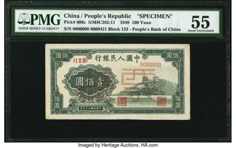 China People's Bank of China 100 Yüan 1948 Pick 806s S/M#C282-11 Specimen PMG Ab...