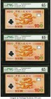 China People's Bank of China 100 Yuan 2000 Pick 902 Commemorative Three Examples PMG Gem Uncirculated 65 EPQ (3). An attractive trio, these notes feat...