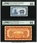 China Chekiang Provincial Bank; Chihli Province 20 Cents; 1 Yuan 1936; 1928 Pick S878; S1241a S/M#C26-21; #C160-10 Two Examples PMG Choice Uncirculate...