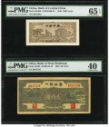 China Bank of Central China; Bank of West Shantung 1000; 20 Yuan 1948; 1942 Pick S3408; S3455 Two Examples PMG Gem Uncirculated 65 EPQ; Extremely Fine...