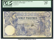 French Indochina Banque de l'Indo-Chine, Saigon 20 Piastres 1.8.1920 Pick 41 PCGS Very Fine 25. A desirable one year type, this note features very pre...