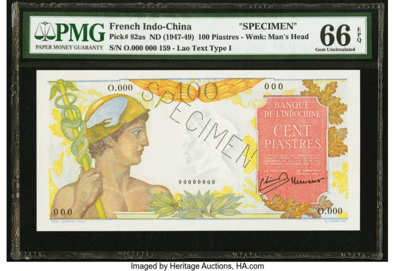 French Indochina Banque de l'Indo-Chine 100 Piastres ND (1947-49) Pick 82as Spec...