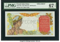 French Indochina Banque de l'Indo-Chine 100 Piastres ND (1947-54) Pick 82s Specimen PMG Superb Gem Unc 67 EPQ. Tied with only two other examples atop ...