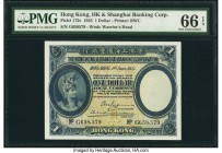Hong Kong Hongkong & Shanghai Banking Corporation 1 Dollar 1.6.1935 Pick 172c PMG Gem Uncirculated 66 EPQ. As the final private issue 1 Dollar note fo...