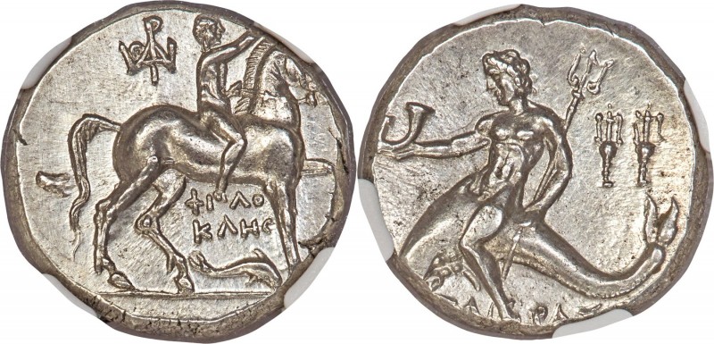 CALABRIA. Tarentum. Ca. 240-228 BC. AR didrachm or stater (19mm, 6.58 gm, 5h). N...