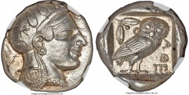 ATTICA. Athens. Ca. 465-455 BC. AR tetradrachm (25mm, 17.19 gm, 10h). NGC MS S 5/5 - 5/5. Head of Athena right, wearing crested Attic helmet ornamente...