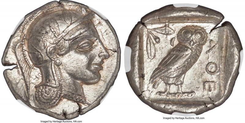 ATTICA. Athens. Ca. 455-440 BC. AR tetradrachm (26mm, 17.17 gm, 2h). NGC Choice ...