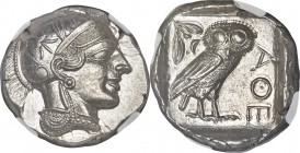 ATTICA. Athens. Ca. 440-404 BC. AR tetradrachm (26mm, 17.22 gm, 10h). NGC Choice MS 5/5 - 5/5. Mid-mass coinage issue. Head of Athena right, wearing c...