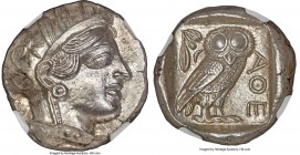 ATTICA. Athens. Ca. 440-404 BC. AR tetradrachm (25mm, 17.21 gm, 10h). NGC MS S 5/5 - 5/5. Mid-mass coinage issue. Head of Athena right, wearing creste...