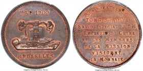 Leopold II copper Specimen "Visit of Tong-Shao Yi to the Brussels Mint" Medal 1909 SP64 Brown PCGS, Brussels mint, Dupriez-1677. 37mm. Plain edge. A f...