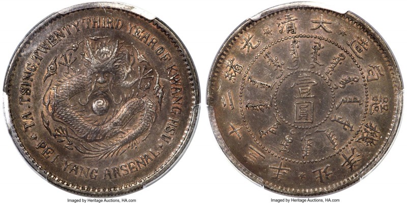 Chihli. Kuang-hsü Dollar Year 23 (1897) AU Details (Cleaned) PCGS, Pei Yang Arse...