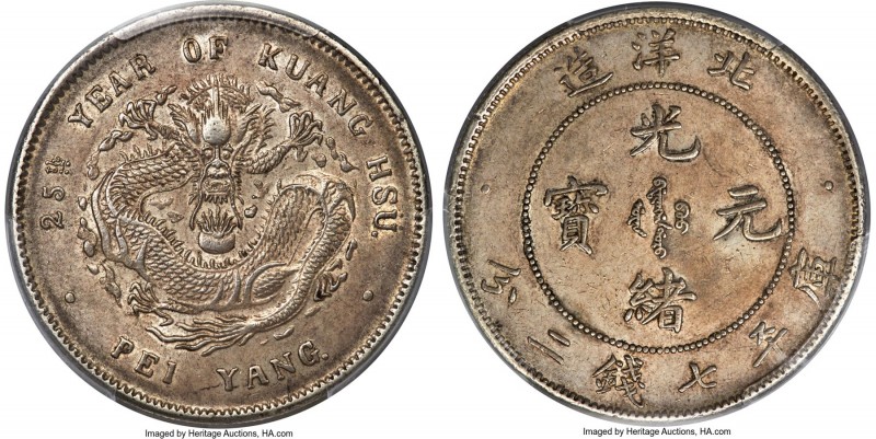 Chihli. Kuang-hsü Dollar Year 25 (1899) AU53 PCGS, Pei Yang Arsenal mint, KM-Y73...