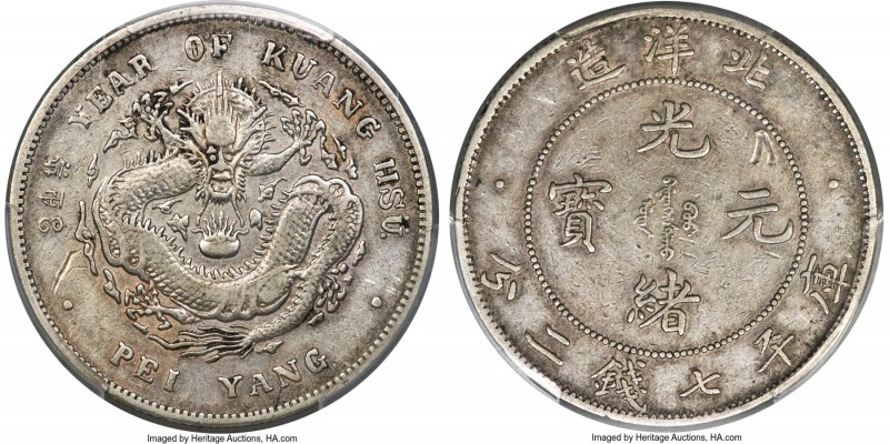 Chihli. Kuang-hsü Dollar Year 34 (1908) VF Details (Damage) PCGS, Pei Yang Arsen...