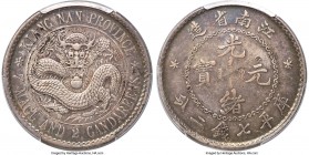 Kiangnan. Kuang-hsü Dollar ND (1897) XF Details (Chop Mark) PCGS, Nanking mint, KM-Y145.1, L&M-210A, Kann-66d. Herringbone (Ornamental) edge. Variety ...
