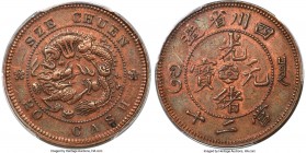 Szechuan. Kuang-hsü copper Pattern 20 Cash ND (1903-1905) AU Details (Scratch) PCGS, KM-Y230.3, CL-SC.77, cf. Duan-1979, Hsu-Unl. Variety with trident...
