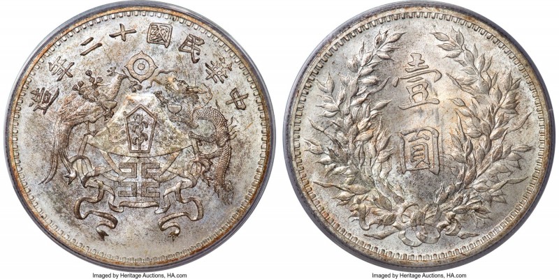 Republic silver Pattern "Dragon & Phoenix" Dollar Year 12 (1923) MS67 PCGS, Tien...