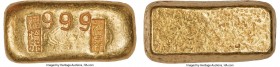 Republic Private Issue gold Bar of 1 Tael ND AU, KM-X Unl. 26x12mm. 31.22gm. Stamped in two columns, the left reading: "Fu Xia Chi" (Fine Gold), and t...