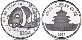 People's Republic platinum Proof Panda 100 Yuan (1 oz) 1987-S PR69 Ultra Cameo NGC, Shanghai mint, KM-A163, PAN-51A. Mintage: 2,000. Nearly perfect, w...