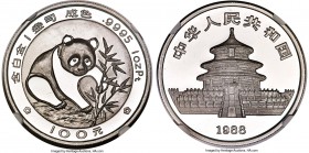 People's Republic platinum Proof Panda 100 Yuan (1 oz) 1988 PR69 Ultra Cameo NGC, Shanghai mint, KM192, PAN-76A. Mintage: 2,000. Small date variety. A...