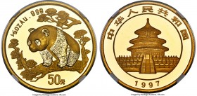 People's Republic gold "Large Date" Panda 50 Yuan (1/2 oz) 1997 MS69 NGC, KM990, PAN-280A. Mintage: 15,483. A virtually flawless representative of thi...