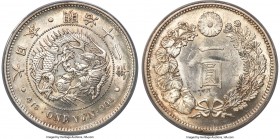 Meiji Yen Year 11 (1878) MS62 PCGS, KM-YA25.2, JNDA 01-10. Shallow veins variety. A very scarce variety for this second lowest mintage date within the...
