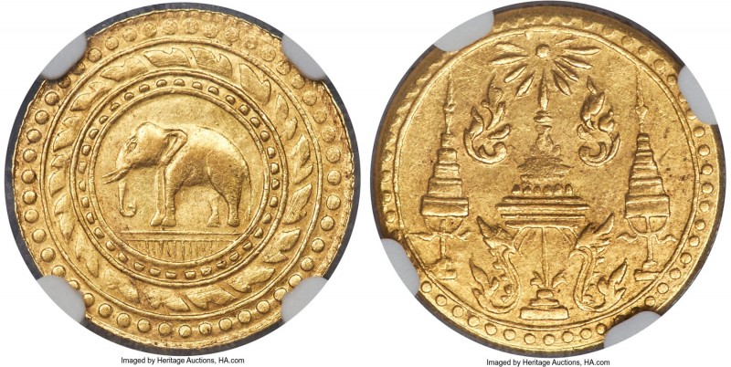 Rama IV gold 4 Baht (Pit) ND (1863) MS63 NGC, Bangkok mint, KM-Y14, Krisadaolarn...
