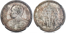 Rama V silver Essai Baht RS 127 (1908) AU58 NGC, Paris mint, KM-E1, VG-4661 var. (engraver's signature to left of bust), LeMay-Unl., Krisadaolarn/Miha...