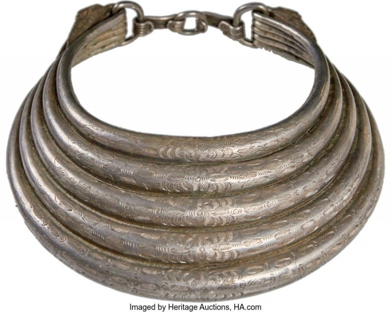 Hmong (Yeo) & Mien Hill Tribes silver Multi-Tiered "Neck Ring Money" ND AU, Mitc...