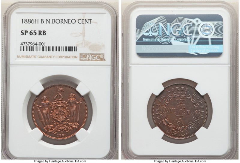 British Protectorate Specimen Cent 1886-H SP65 Red and Brown NGC, Heaton mint, K...