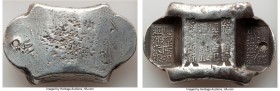 Qing Dynasty. Yunnan Sanchuo Jieding ("Three-Stamp Remittance") "Packsaddle" Sycee of 5 Taels ND (19th-20th Century) AU (Cleaned, Holed), cf. Cribb-LX...