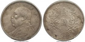 Republic Yuan Shih-kai Dollar Year 3 (1914) MS62 PCGS, KM-Y329.1, L&M-63. Toned to an even slate gray with remarkably few instances of serious handlin...