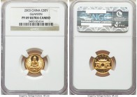 People's Republic gold Proof Holographic "Guanyin" 50 Yuan (1/10 oz) 2003 PR69 Ultra Cameo NGC, KM1512. Sold with COA #017326. AGW 0.0999 oz. 

HID098...