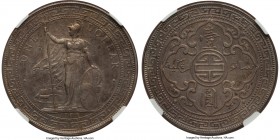 Edward VII Trade Dollar 1904/0-B AU50 NGC, Bombay mint, KM-T5. An elusive and very clear overdate with good luster and originality preserved in the fi...