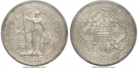 Edward VII Trade Dollar 1908-B MS63 PCGS, Bombay mint, KM-T5, Prid-18. A highly presentable and attractive piece with mottled silky surfaces. 

HID098...
