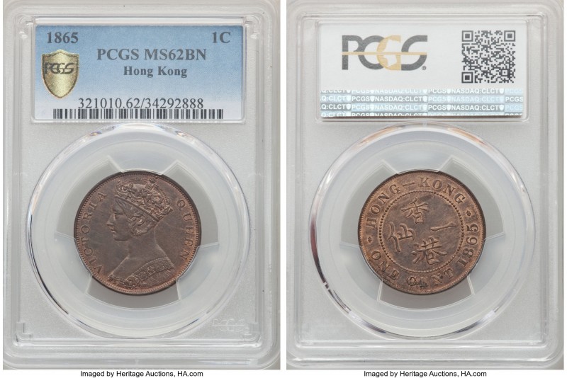 British Colony. Victoria Pair of Certified Cents PCGS, 1) Cent 1865 - MS62 Brown...