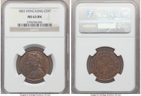 British Colony. Victoria Pair of Certified Cents NGC, 1) Cent 1863 - MS63 Brown, KM4.1 2) Cent 1899 - MS64 Red and Brown, KM4.3 A pair of well-preserv...