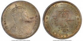 British Colony. Edward VII 10 Cents 1903 MS63 PCGS, KM13. Lightly toned and fully choice, the reverse alluringly decorated in soft blues contrasting a...