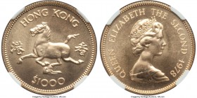 British Colony. Elizabeth II gold "Year of the Horse" 1000 Dollars 1978 MS69 NGC, KM44. Zodiac series. AGW 0.4708 oz. 

HID09801242017

© 2020 Heritag...
